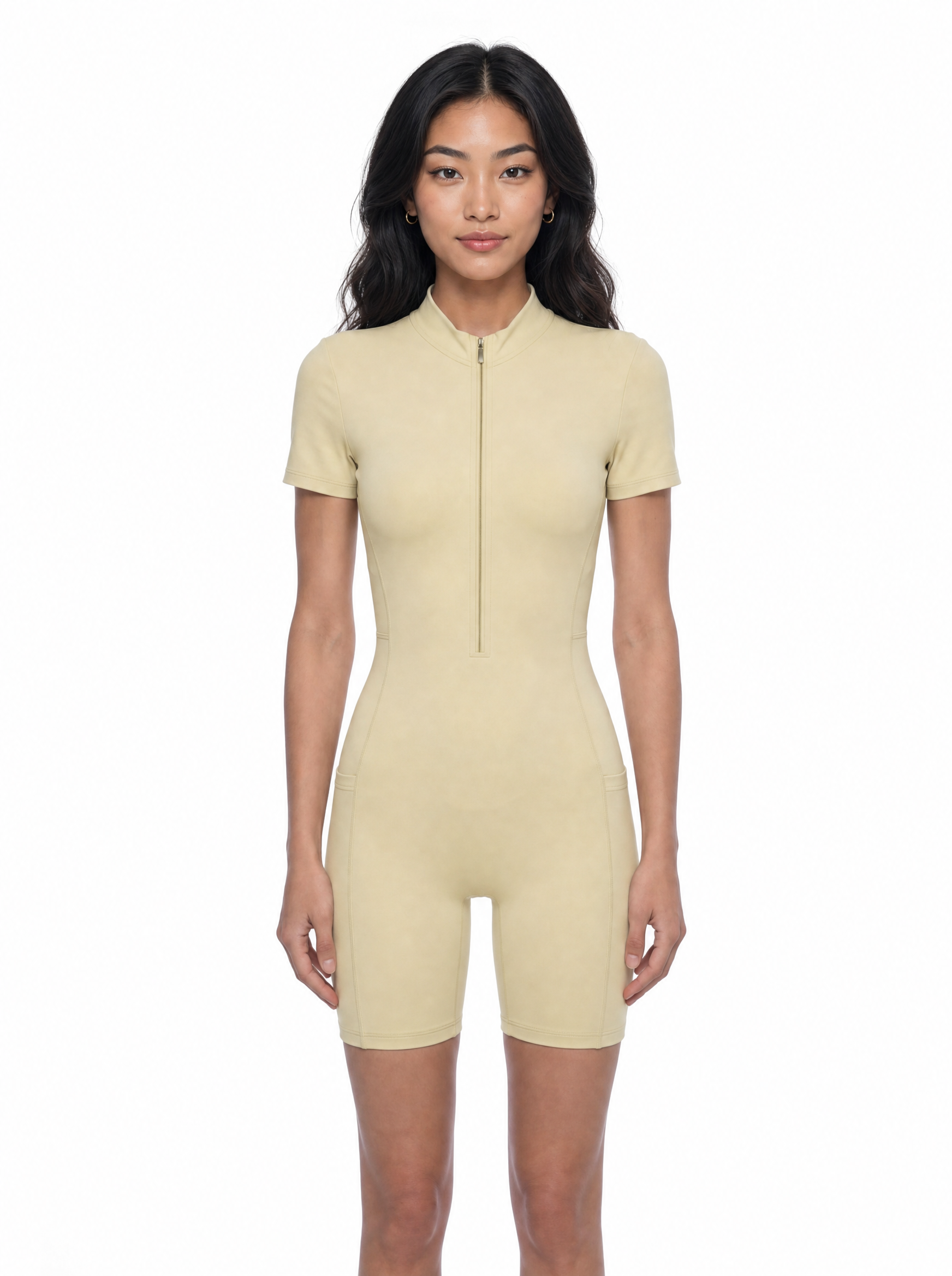 Quarter-Zip Short Sleeve Romper